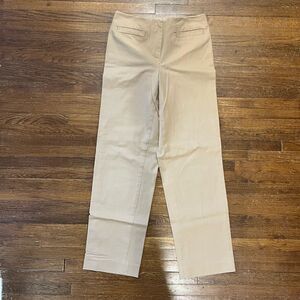 Talbots Petites Stretch Wide Leg Work Pants, Cream / Tan, Size 4